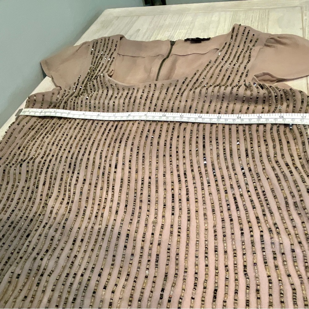 Bdb David Bitton Serissa Tan Flutter Sleeve Top W… - image 8